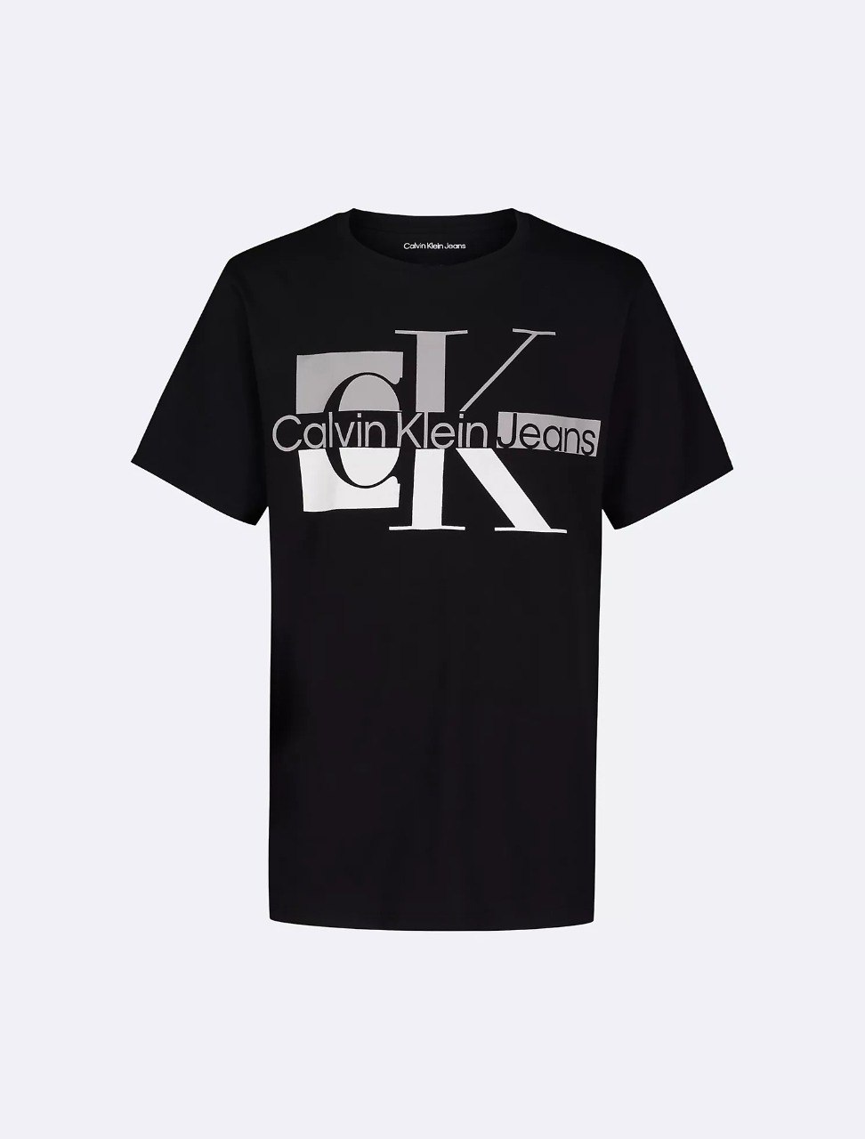 6134266652762246697 Boys Contrast Monogram Logo Graphic Classic T-Shirt-Black - Image 1