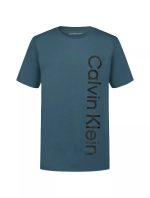 Boys Vertical Logo Graphic Classic T-Shirt-Officer Blue Mini Stripe