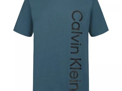 Boys Vertical Logo Graphic Classic T-Shirt-Officer Blue Mini Stripe