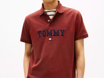 Regular Fit Monotype Tommy Logo Polo-Carmine Rust