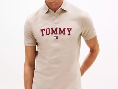 Regular Fit Monotype Tommy Logo Polo-Stone
