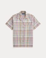 Classic Fit Plaid Oxford Camp Shirt-Khaki Green Multi - Image 4