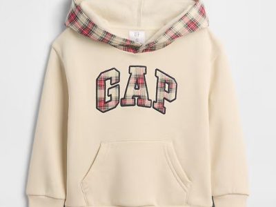 babyGap Relaxed Logo Hoodie-Tartan Plaid