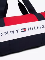 Tommy Logo Colorblock Canvas Duffle Bag-Navy / Red / White - Image 2
