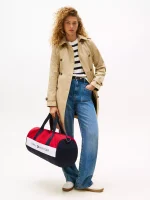 Tommy Logo Colorblock Canvas Duffle Bag-Navy / Red / White - Image 5