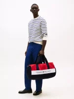Tommy Logo Colorblock Canvas Duffle Bag-Navy / Red / White - Image 6
