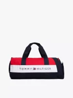 Tommy Logo Colorblock Canvas Duffle Bag-Navy / Red / White
