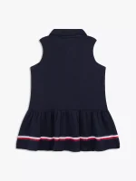 Babies' Sleeveless Stretch Polo Dress-Navy - Image 2