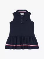 Babies' Sleeveless Stretch Polo Dress-Navy