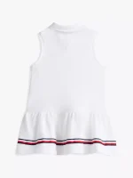Babies' Sleeveless Stretch Polo Dress-Optic White - Image 2