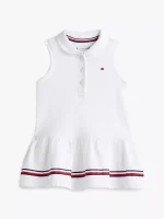 Babies' Sleeveless Stretch Polo Dress-Optic White