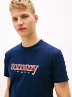 Tommy Jeans Embroidered Logo T-Shirt-Dark Navy - Image 2