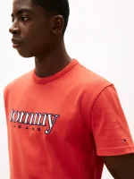 Tommy Jeans Embroidered Logo T-Shirt-Terracotta Red - Image 2