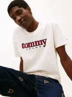 Tommy Jeans Embroidered Logo T-Shirt-Ancient White - Image 2