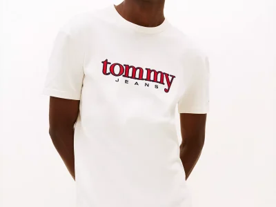 Tommy Jeans Embroidered Logo T-Shirt-Ancient White