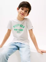 Kids' Curved Hilfiger Graphic T-Shirt-Grey Heather - Image 4