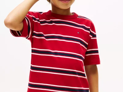 Kids' Stripe T-Shirt-Medium Red Multi Stripe