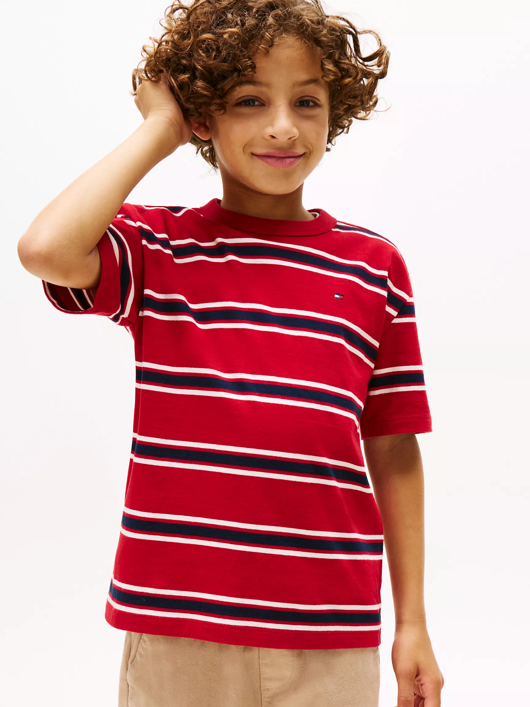 KB09997_0EV_main Kids' Stripe T-Shirt-Medium Red Multi Stripe - Image 1