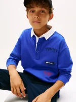 Kids' Long-Sleeve Multi-Logo Polo-Majesty Blue - Image 4