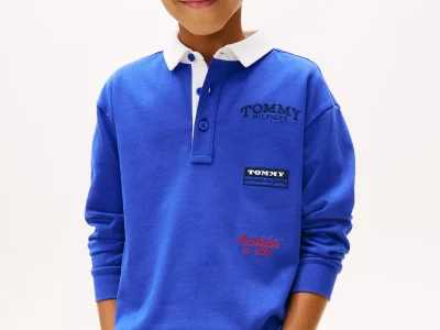Kids' Long-Sleeve Multi-Logo Polo-Majesty Blue