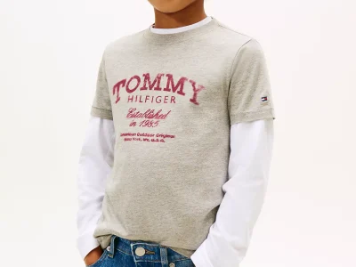 Kids' Faded Print Logo T-Shirt-Mid Grey Heather