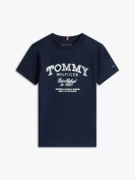 Kids' Faded Print Logo T-Shirt-Dark Night Navy - Image 2