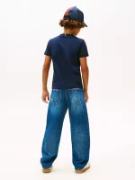 Kids' Faded Print Logo T-Shirt-Dark Night Navy - Image 3