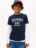 Kids' Faded Print Logo T-Shirt-Dark Night Navy
