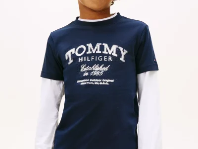 Kids' Faded Print Logo T-Shirt-Dark Night Navy