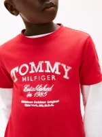 Kids' Faded Print Logo T-Shirt-Primary Red - Image 3