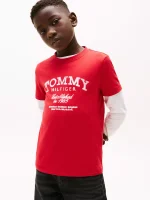 Kids' Faded Print Logo T-Shirt-Primary Red