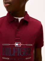 Kids' Hilfiger Logo Interlock Polo-Deep Rouge - Image 2