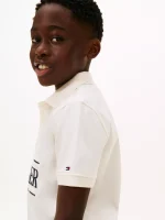 Kids' Hilfiger Logo Interlock Polo-Ancient White - Image 2