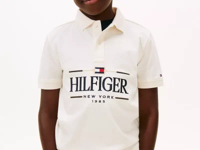 Kids' Hilfiger Logo Interlock Polo-Ancient White