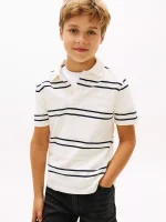 Kids' Embossed Logo Polo-Ancient White Stripes