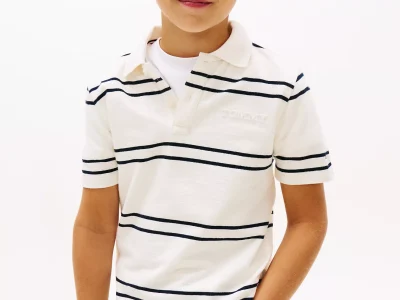 Kids' Embossed Logo Polo-Ancient White Stripes