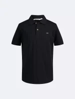 Boys Micro Pique Solid Polo Shirt-Black