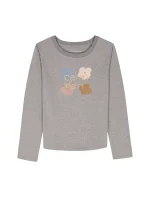 Girls Flower Logo Graphic T-Shirt-Grey/Slate