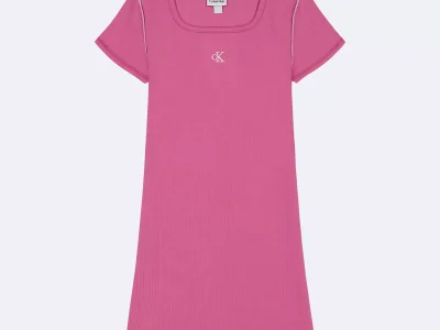 Girls Monogram Mini T-Shirt Dress-Spicebrry/Tabasco/Crnbrry