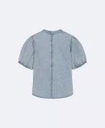 Girls Denim Button-Down Shirt-Aqua Spray/Arbon Blue - Image 2