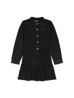 Girls Denim Mini Shirt Dress-Nordic/Grey Haze