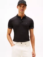 Slim Fit Smooth Cotton Interlock Polo-Black