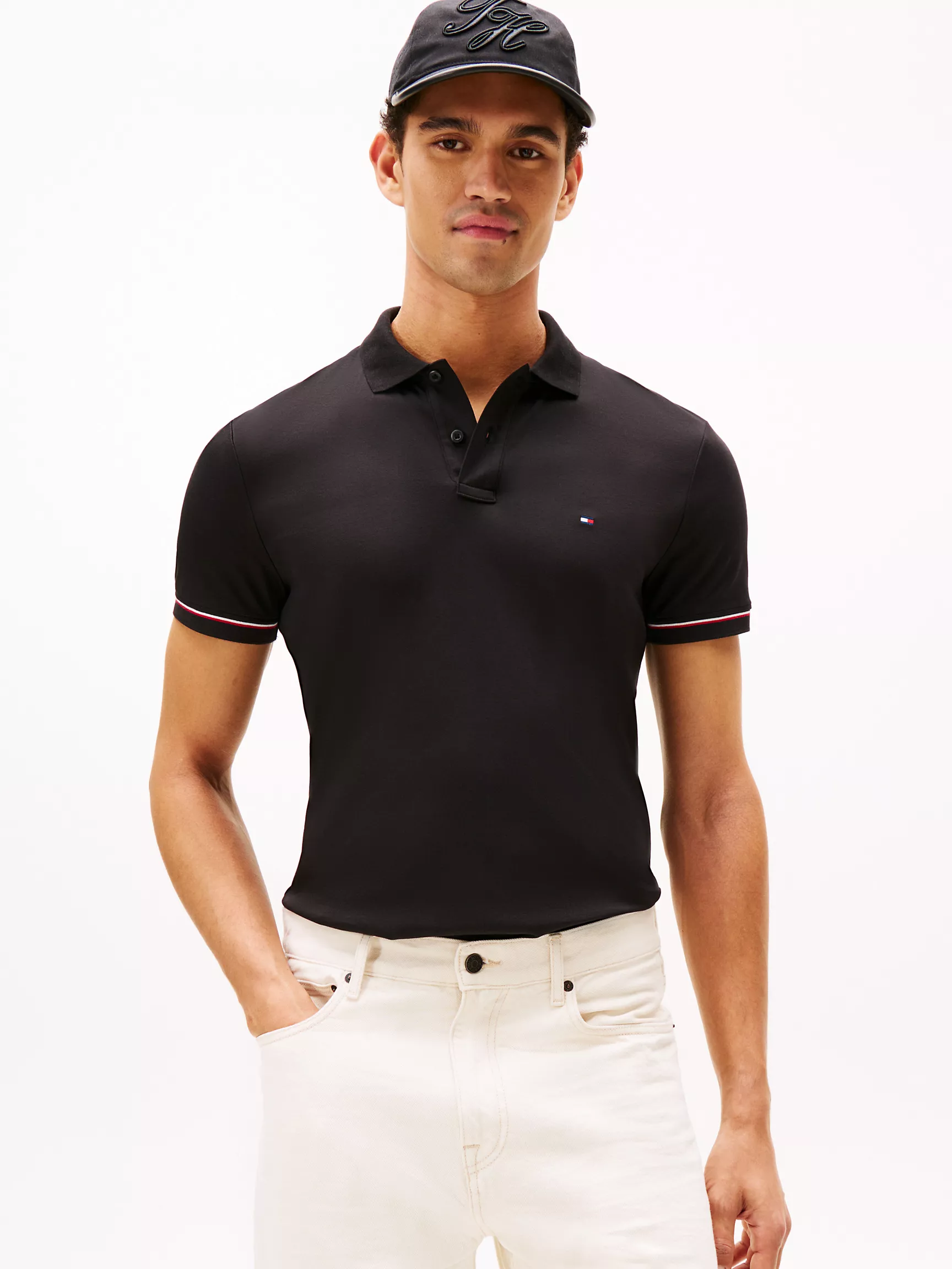 MW41612_BDS_main Slim Fit Smooth Cotton Interlock Polo-Black - Image 1