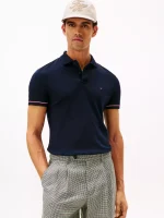Slim Fit Smooth Cotton Interlock Polo-Navy