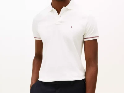 Slim Fit Smooth Cotton Interlock Polo-Ecru