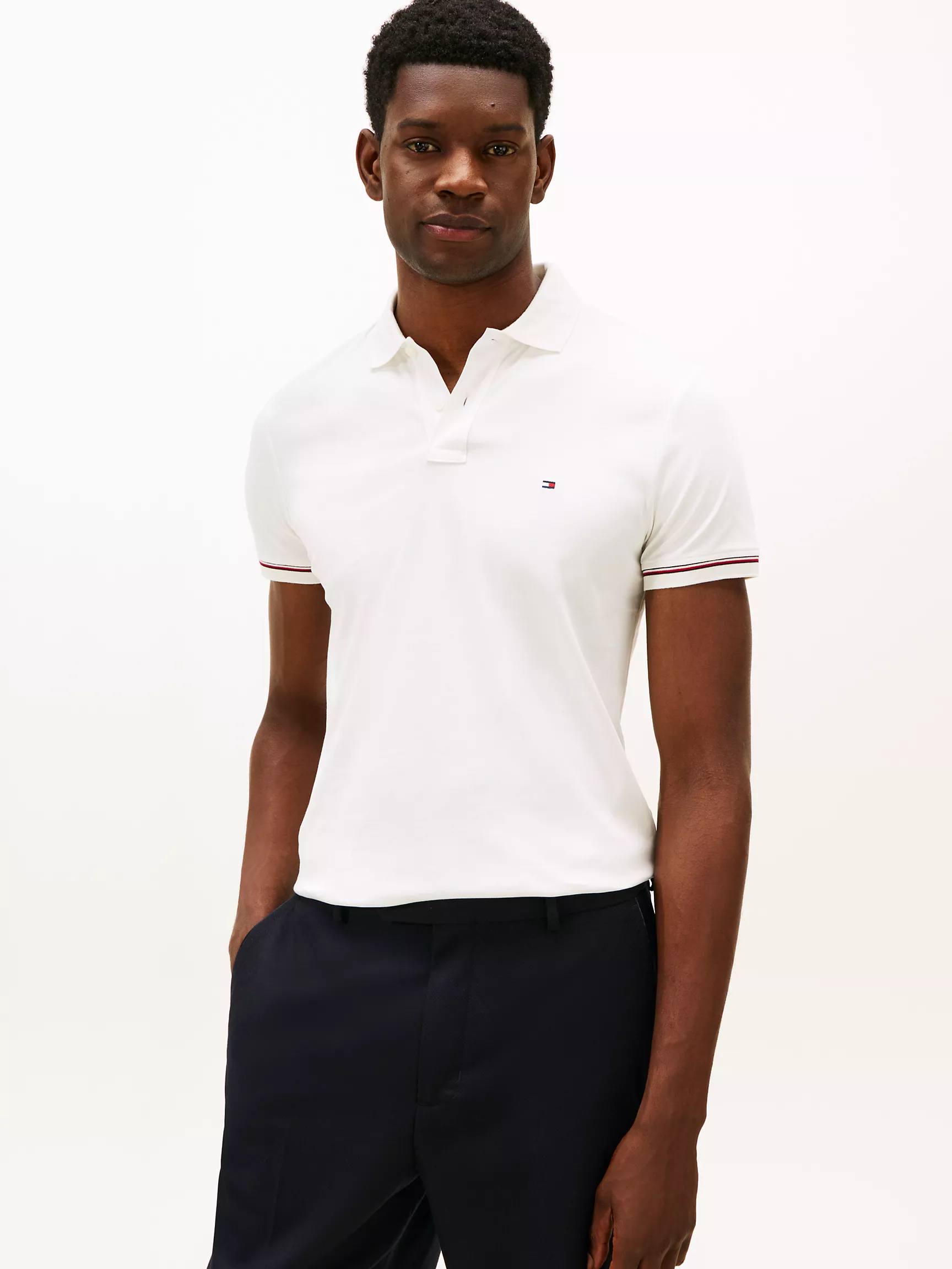 MW41612_YBL_main Slim Fit Smooth Cotton Interlock Polo-Ecru - Image 1