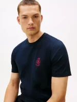 Smooth Cotton Interlock Crest T-Shirt-Navy - Image 2