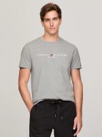 Embroidered Tommy Logo Slim Fit T-Shirt-Cloud Heather