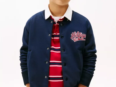 Kids' Varsity Logo Bomber Jacket-Navy Blue