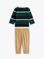 Babies' Stripe Polo Shirt and Pant Set-Ornamental Green - Image 2